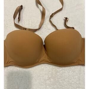 MALIZIA by LA PERLA Nude Tan Convertible Strapless Push Up Bandeau Bra Sz 38